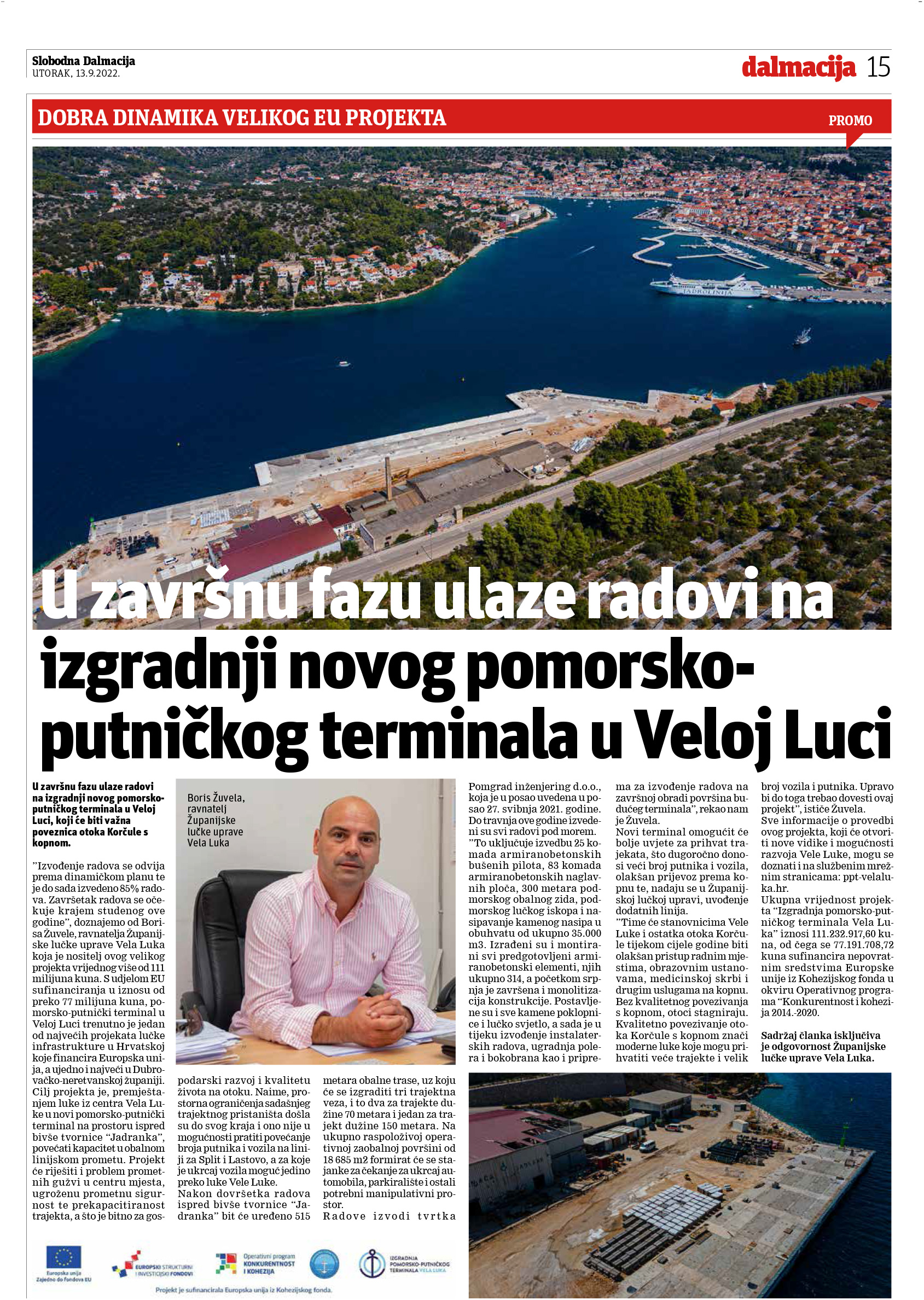U završnu fazu ulaze radovi na izgradnji novog pomorsko-putničkog terminala u Veloj Luci